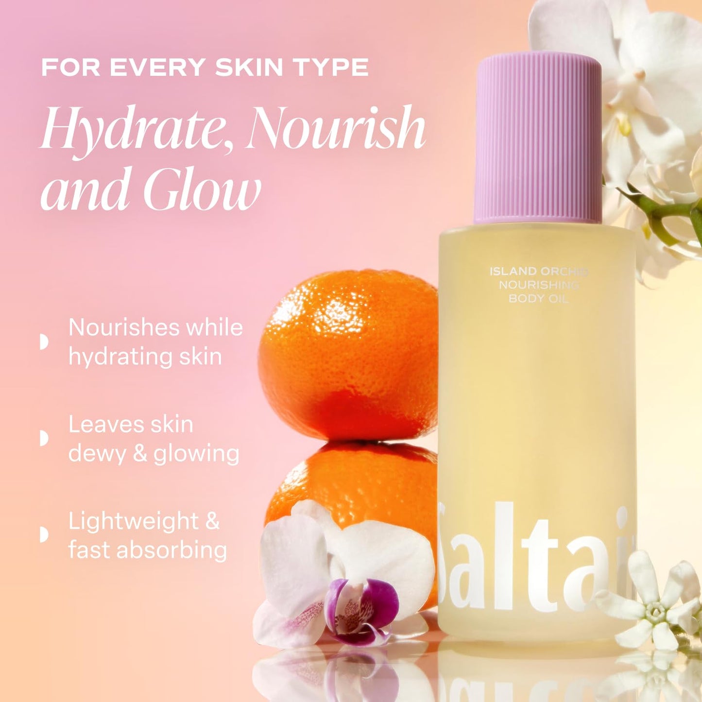 Saltair Body Oil. Luxurious Island Orchid After Shower and Bath Oil Moisturizer for Women. Botanical, Non-Greasy, and Well-Absorbing Lotion for Hydrating Dry Skin. 4oz Pump Bottle