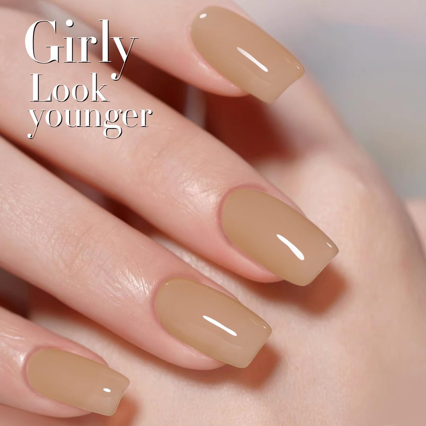 Double Rhythm 0.5Oz Translucent Gel Polish Sheer Neutral Natural Light Milky Same Color Same Bottle 15ML Jelly Nail Art DIY at Home (Nude-A1372)