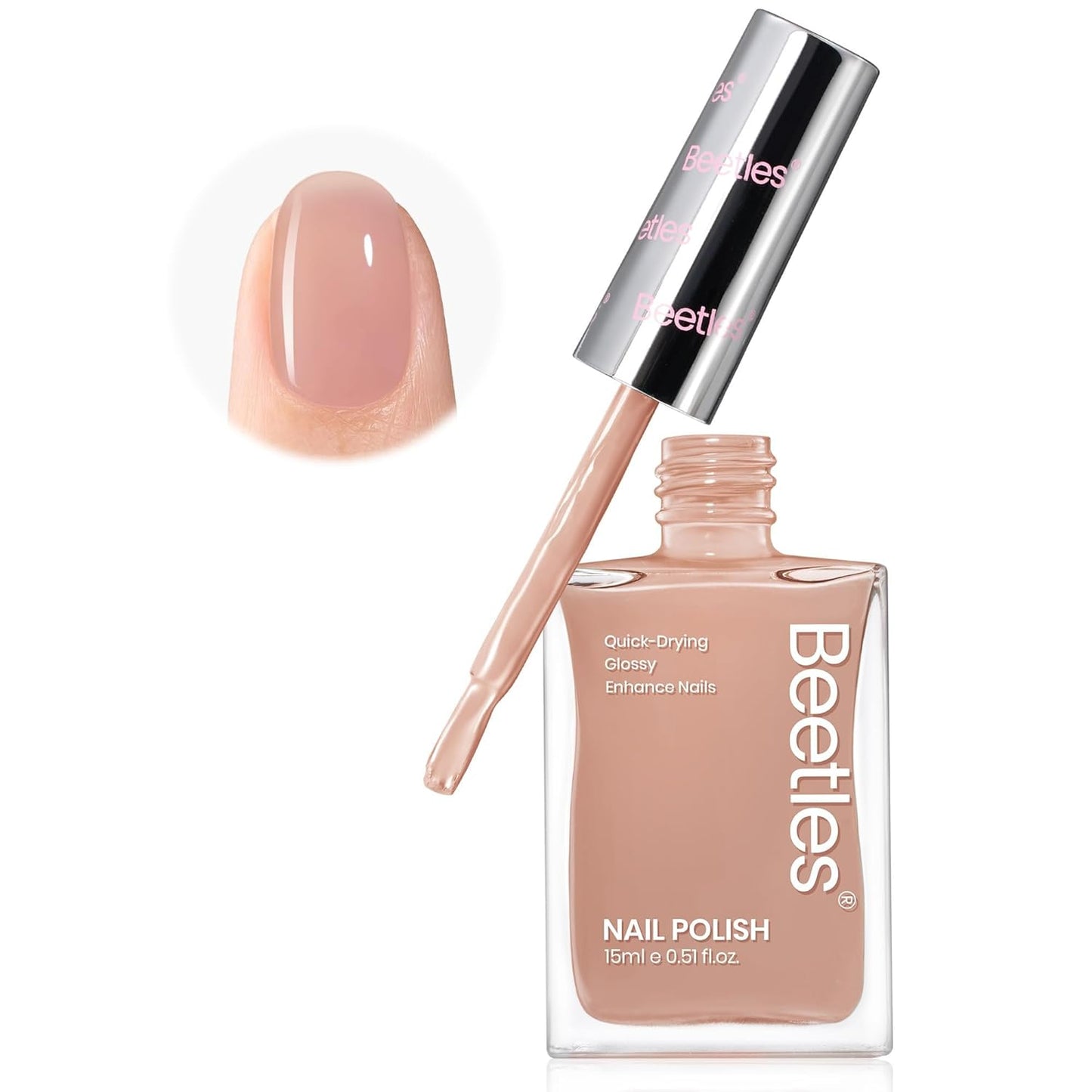 Beetles Nail Polish - Jelly Nail Polish Nude Nail Concealer Fast Dry Quick Natural Brown Nail Strengthener and Growth Treatment for Thin and Damaged Nails,0.51 FL OZ