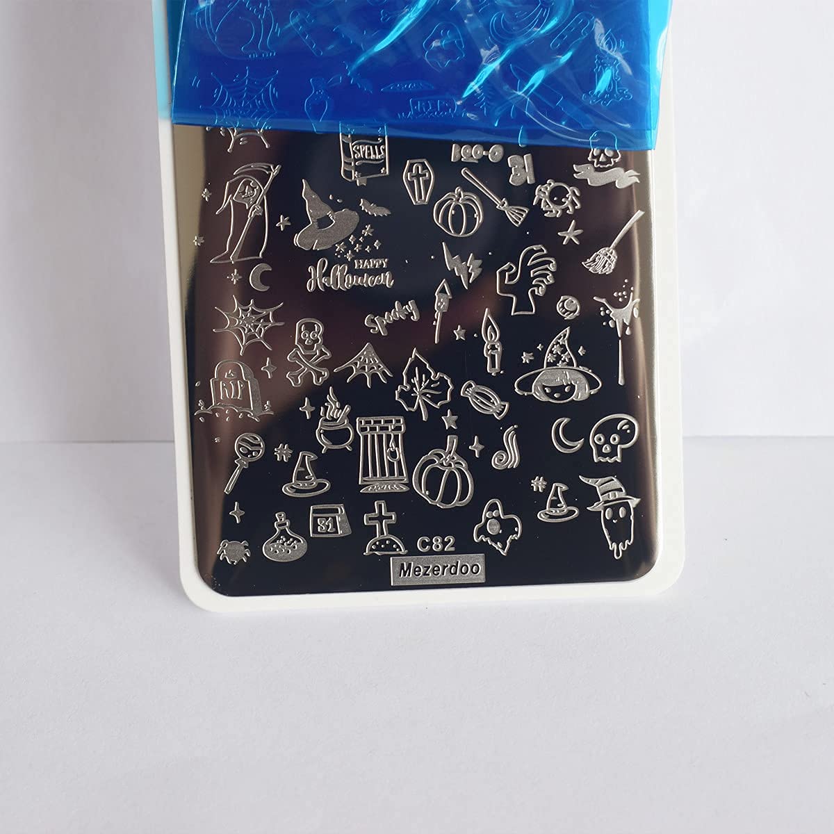 5 Pcs Nail Stamping Plate Halloween Theme Stamp Plates Skull Ghost Witch Pumpkin Image Nail Stamper Plate Art Design Stamp Kit Snake Spider Bat Print Manicure Template Set Festival Stencil Tools