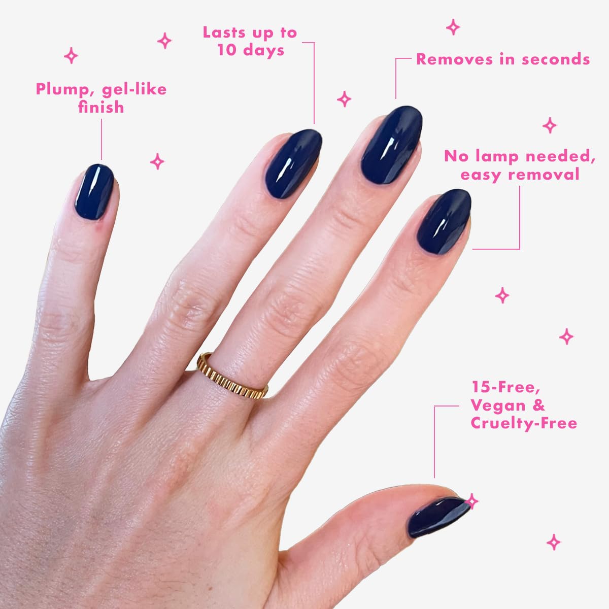 Olive & June Long Lasting Nail Polish | Plump Gel-Like Finish No Lamp Needed | Lasts up to 10 days | Salon-Quality Color at Home | 15-Free Vegan Cruelty-Free, Chip-Resistant Shine | Ack, a shark Navy