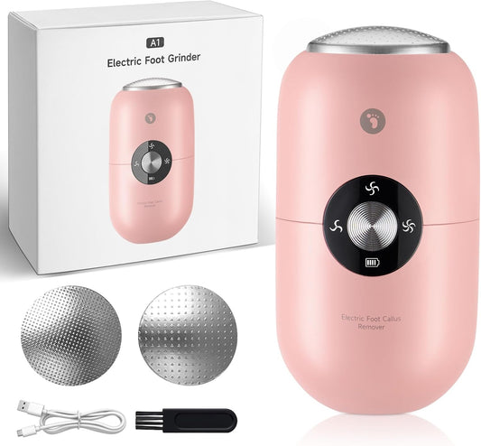 Quaferen Foot Callus Remover Electric Callus Remover for feet Rechargeable Foot File Pedicure Tools with Stainless Steel Head IPX6 Waterproof Foot Scrubber for Dead Hard Cracked Dry Skin (Pink)