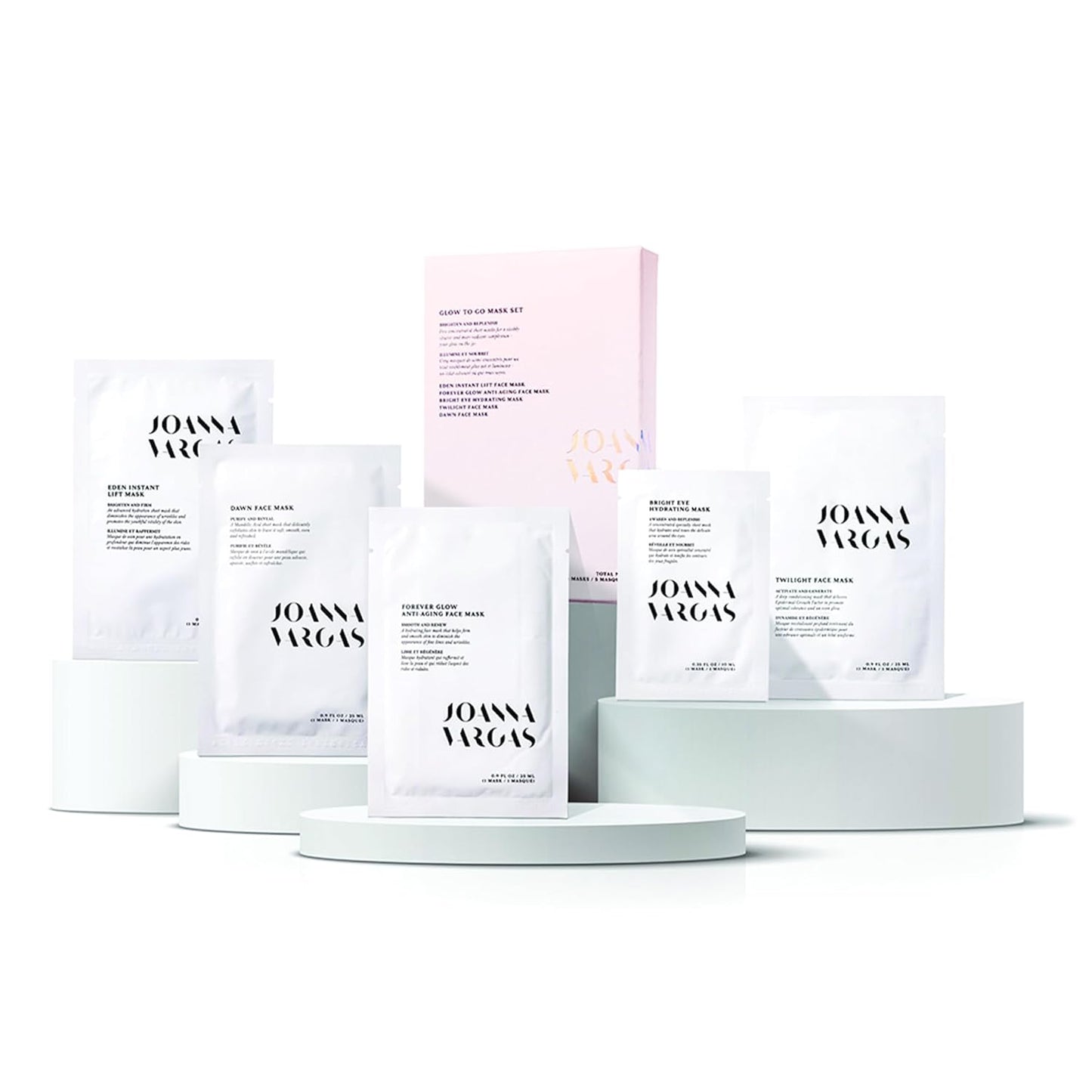 Joanna Vargas Glow to Go Moisturizing Face Masks for Women - 5 Sheets Hydrating Face Masks for Radiant & Revitalized Skin - Travel-Friendly Face Mask Skincare Set - Firming Facial Masks for Women