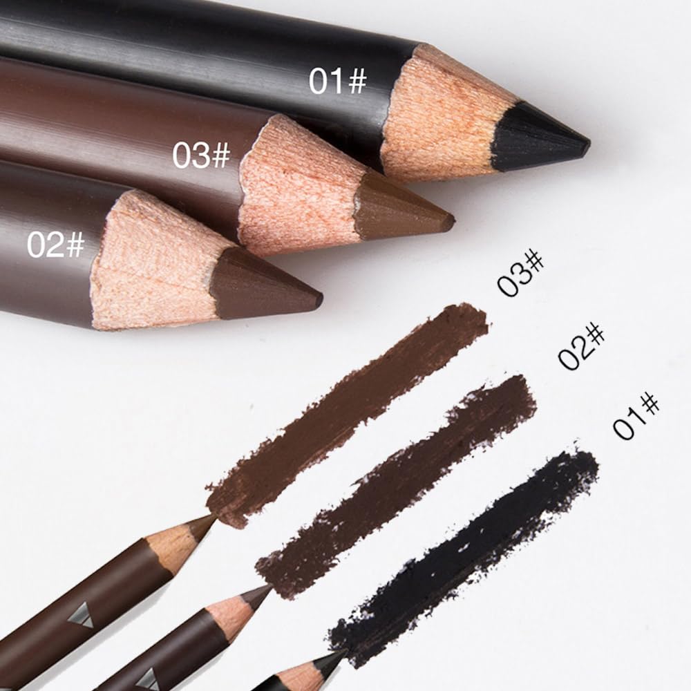 6Pcs Eyebrow Pencils for Women, Wooden Hard-Core Eyebrow Pencil, Eyebrow and Eyeliner Pencils, Waterproof and Sweat-Proof (3Pcs Dark brown+2Pcs medium brown+1Pcs Black)