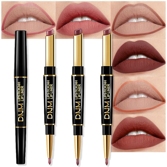 evpct 3Pcs Matte Lip Liner and Lipstick Combo Set Kit for Women, Magic Lipstick 24 Hours Original Lip Liner Makeup Stain Gloss Plumper Long Lasting Waterproof and Smudge Proof labial,31#32#33