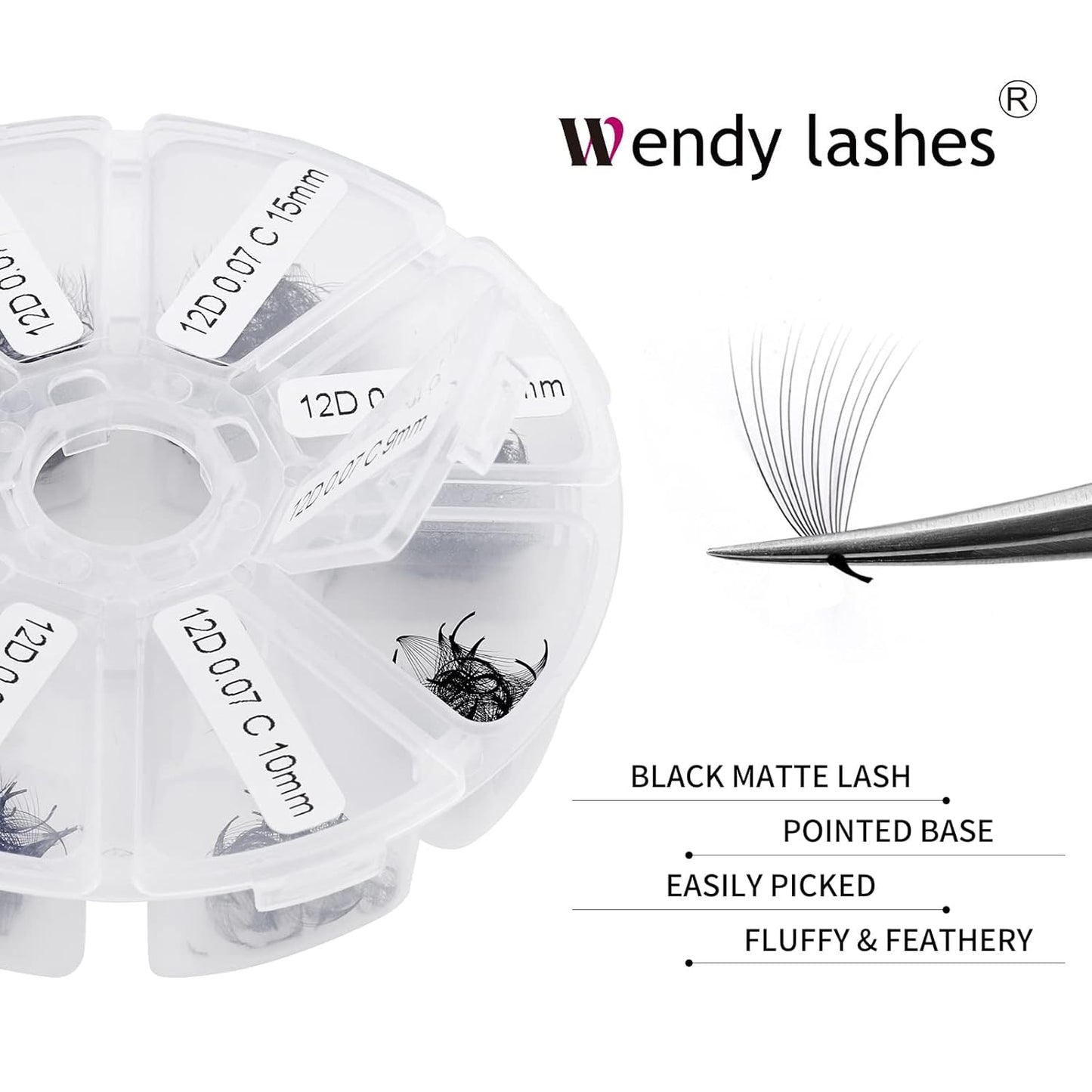 Premade Fans for Eyelash Extension: 6D, Wendy Lashes, Handmade Fans, Pre-made, For Lash-Artists, C, 9-16mm