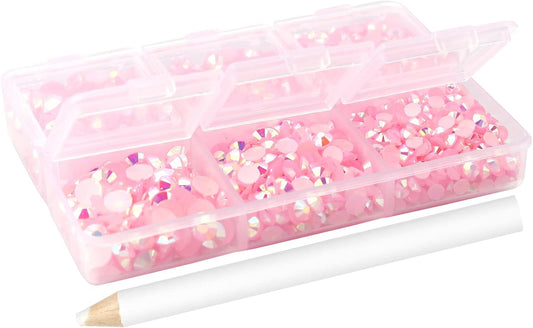 Multi Size 3mm 4mm 5mm Rhinestones Set for Nails Crafts Champagne Non Hotfix Rhinestones Nail Gems Rhinestone Jelly AB&Round Flat Back Resin Rhinestone for Makeup Clothes Shoes Eyes Bottles Crafts