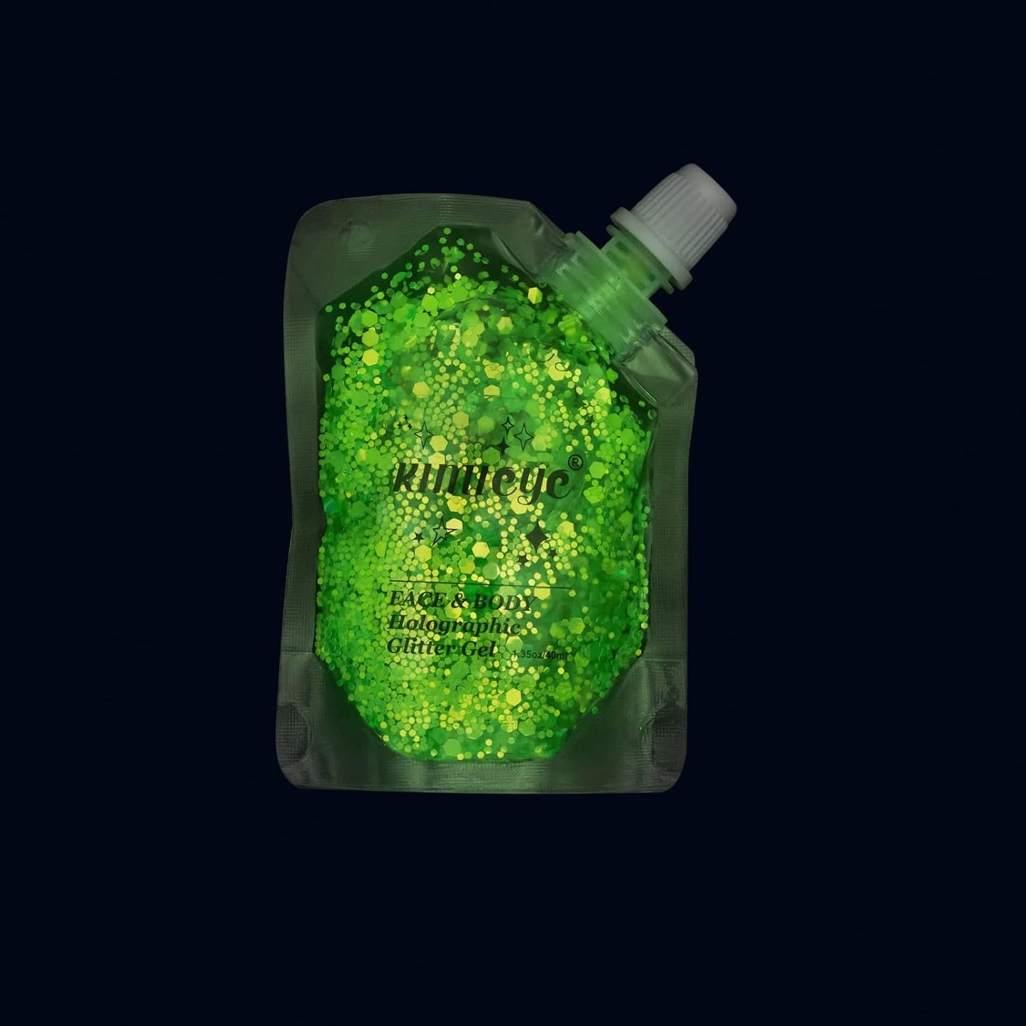 Holographic Face Glitter Gel Body Shimmer Makeup for for Hair, Face, Clavicle, Arm, Nail, Eyeshadow, Long Lasting Waterproof Mermaid Sequins Party Glitter for Rave Festival, 1.35oz (Luminous Green)