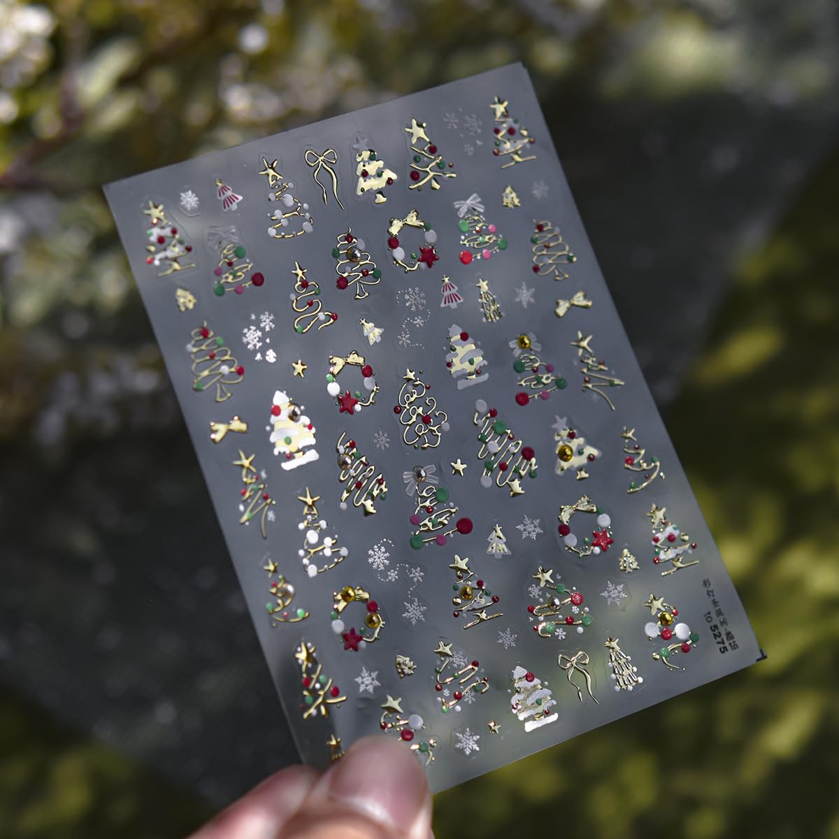 Christmas Nail Stickers Gold Nail Decals Xmas Tree Nail Stickers for Nails Art with Snowflakes Design 5D Embossed Self Adhesive Nails Charms for Women Girls Kid Manicure DIY Decoration Accessories