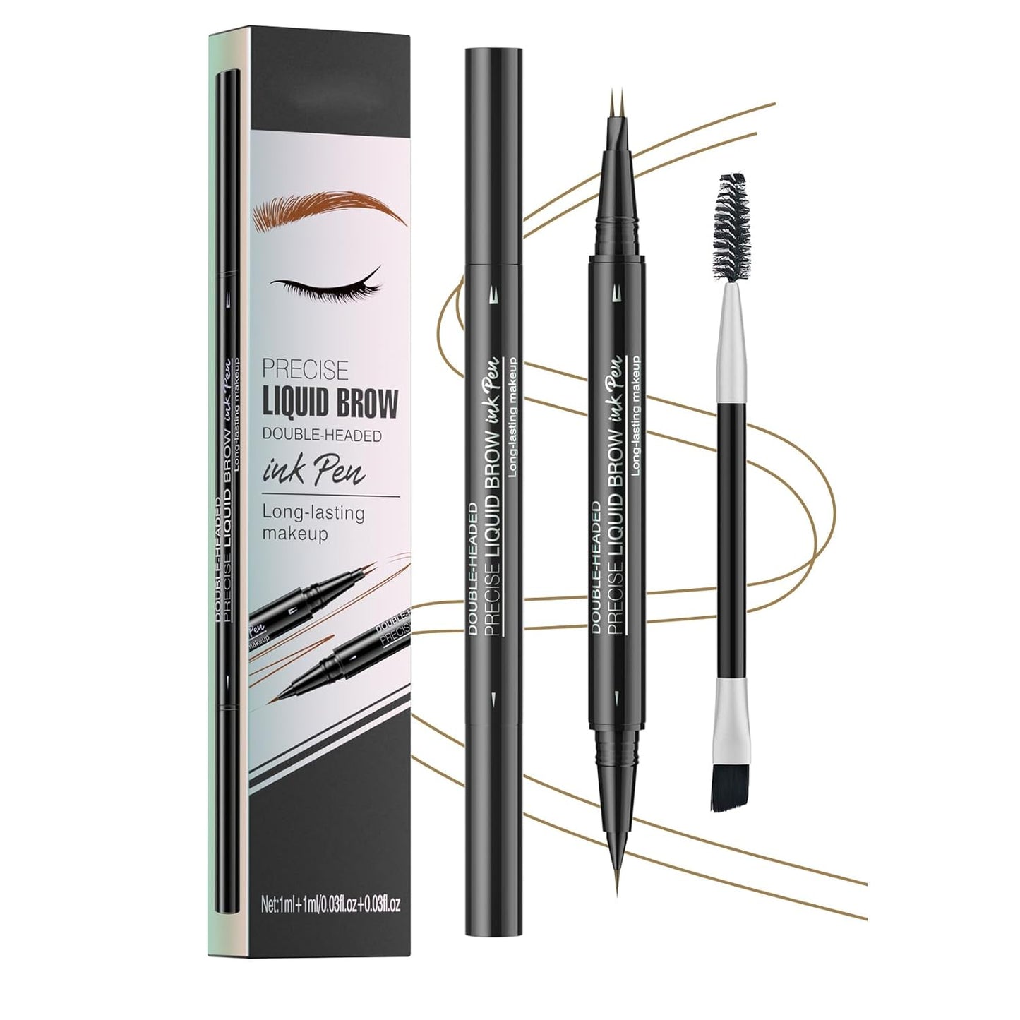 Microblading Eyebrow Pencil,2-in-1 Dual-Ended Eyebrow Pen with 2 Tip brow pen and Precise Brush-Tip,Brow Pen for Natural Waterproof and Long-Lasting Brows (Light brown)