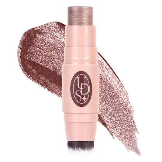 Multi-Use Waterproof Highlighter Stick with Brush – Unidollss 3-in-1 Cream Contour, Bronzer & Blush Stick for Cheeks, Eyes & Lips, Long-Lasting Glow, Easy Application(10 FIRST DATE)