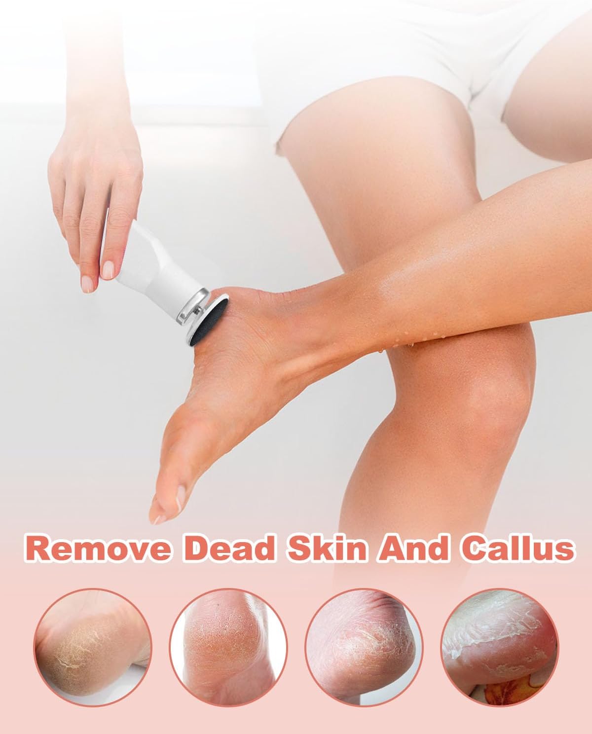 Electric Foot Callus Remover, Dioche 650 RPM Electric Foot File, Adjustable Speed, USB Charging, Removable and Washable, with 60pcs Replacement Sandpaper Disk, for Dead Cracked Hard Skin Calluses