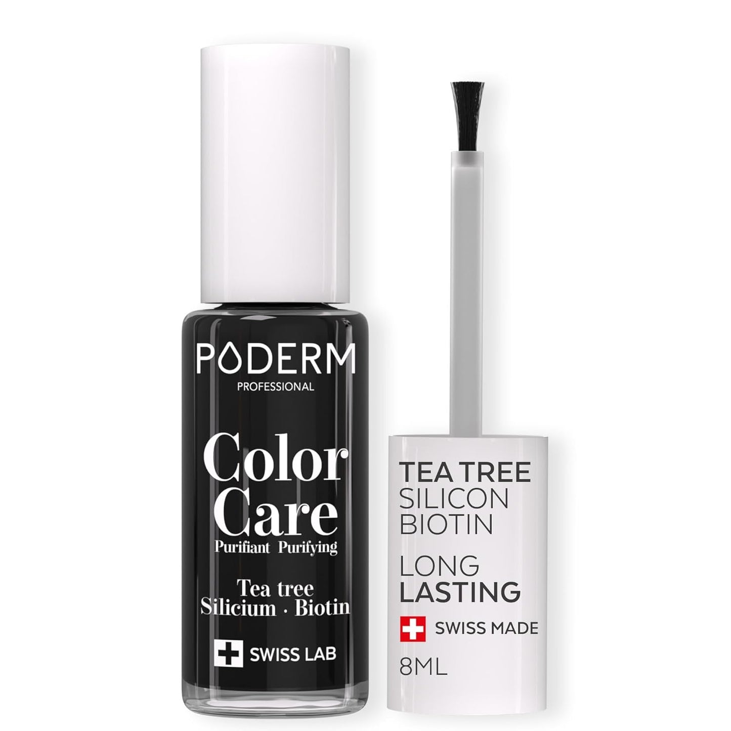 PODERM - Nail Polish – Enriched with Tea Tree – Improves nail appearance – Ingredients Natural/Vegan - foot/hand - Swiss Made (Jet Black)