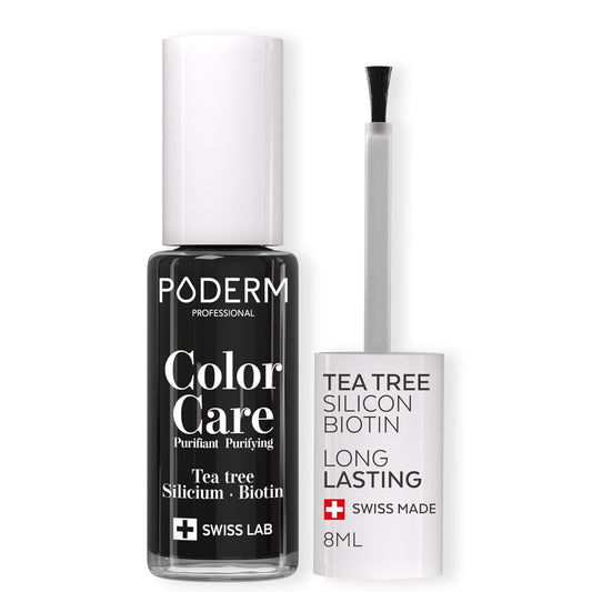 PODERM - Nail Polish – Enriched with Tea Tree – Improves nail appearance – Ingredients Natural/Vegan - foot/hand - Swiss Made (Jet Black)