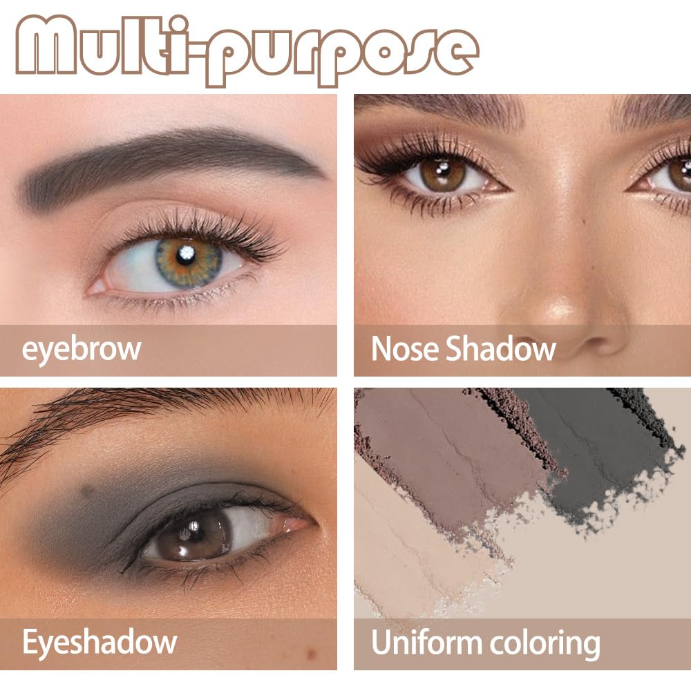 Eyebrow Powder Brown Black Kit,Eye Brow Powder for Women with Brow Brush,Long-Lasting Waterproof Three Colors Brow Filler Get Full Defined Natural Brows,Brown Eyebrow Powder Makeup