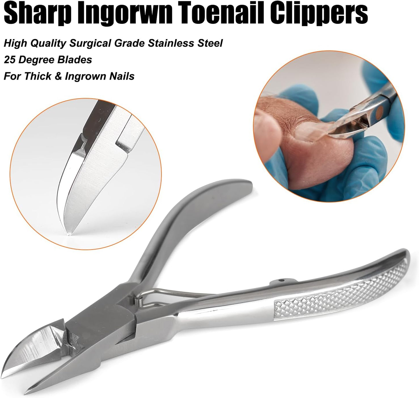 Podiatrist Toenail Clippers, Super Sharp and Wear-resistant Toe Nail Cutters for Thick and Ingrown Nails, Hand Forged Stainless Steel Pedicure Clippers for Men Women Seniors, Curved Blade