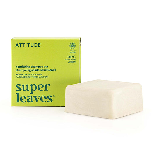 ATTITUDE Nourishing Shampoo Bar, Natural Origin, For Dry and Dull Hair, Avocado Oil & Blue Clay, EWG Verified & Clean Ingredients, Vegan, Pear & Amber, 4 Oz