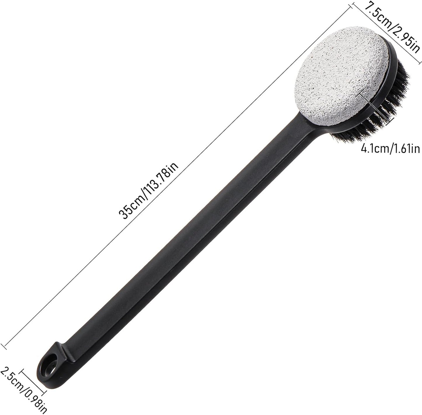 Pumice Stone for Feet with Long Handle (Double-Faced Straight Black Handle, Count, 3.0)