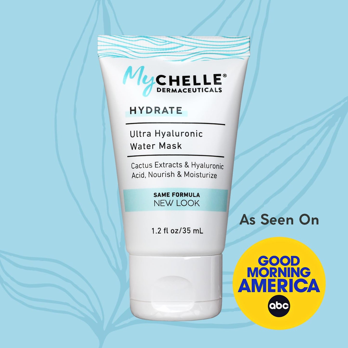 MyCHELLE Dermaceuticals Ultra Hyaluronic Water Mask (1.2 Fl Oz) - Rich Hydration for Dry Skin with Vegan Hyaluronic Acid, Help Plump Skin and Help Reduce Appearance of Fine Lines and Wrinkles