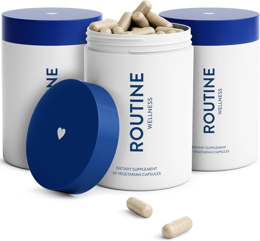 Routine Wellness Hair Growth Supplement - Clinically Proven for Thicker, Fuller Hair - Reduces Wrinkles, Fine Lines - Gluten Free, Ideal for Women & Men with Thinning Hair - 3 Bottles, 90 Day Supply