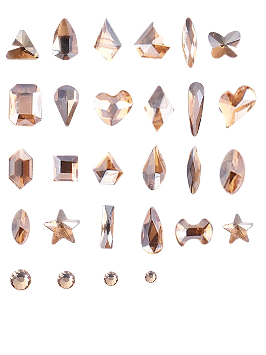 3320Pcs Champagne Nail Art Rhinestones Crystal,3D Rhinestones Gems Jewels Diamond,24 Types of 320 Diamonds + 3000 Round Beads, Crystals 3D Flat Back Gemstones for Nail DIY Crafts with Tweezers Pen