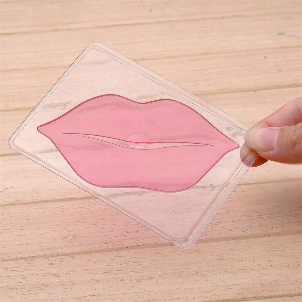 30 PCS Pink Crystal Collagen Hydrogel Lip Mask Set, Moisturizing and Hydrating Lip Plumper Gel Pads for Dry Lips, Make Your Lip Attractive and Sexy (Peach Scent)