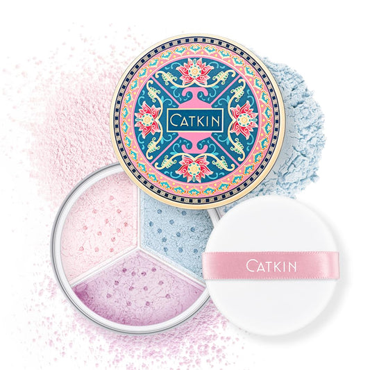 CATKIN Loose Setting Powder - Translucent Matte Finishing Powder, 3 Colors Even Skin Tone, Oil Control Makeup Pore Minimizing Powder with Velour Puff (0.42oz, C04 Matte for Dry Skin)