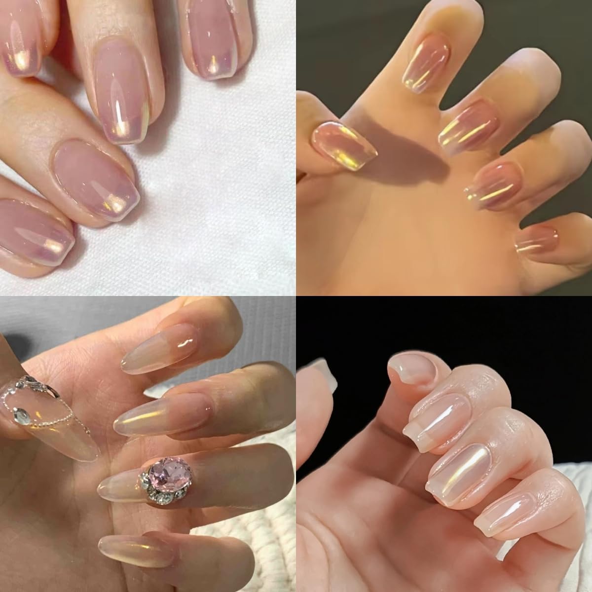 2 Pcs Aurora Chrome Powder for Nails White Iridescent Nail Powder,Mermaid Chrome Nail Pearl Powder Chameleon Chrome Nail Powder Manicure Pigment(2 Pcs Aurora)