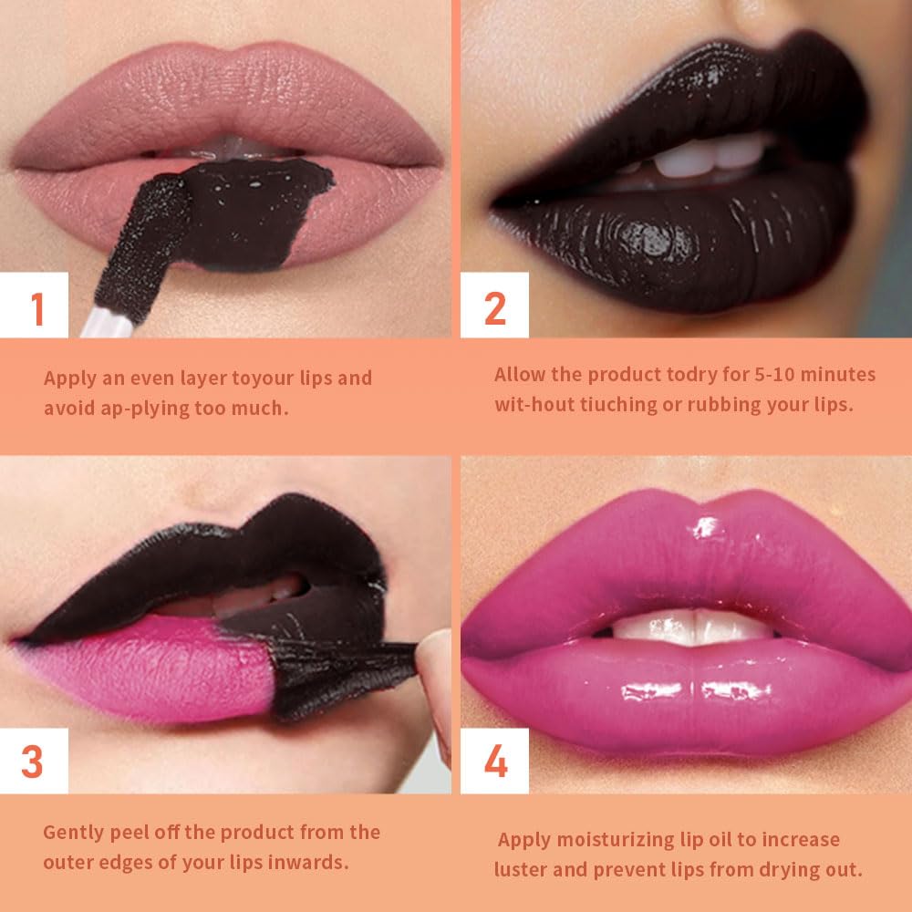 Deep Raspberry Peel Off Lip Gloss Masque,Lip Stain Peel Off Tattoo-Peel Off Lip Tint andLip Oil 2-in-1,Long Lasting Waterproof Transfer-proof Lip Mask Lip Gloss Peel Off Lip Liner,for All SkinType 05#