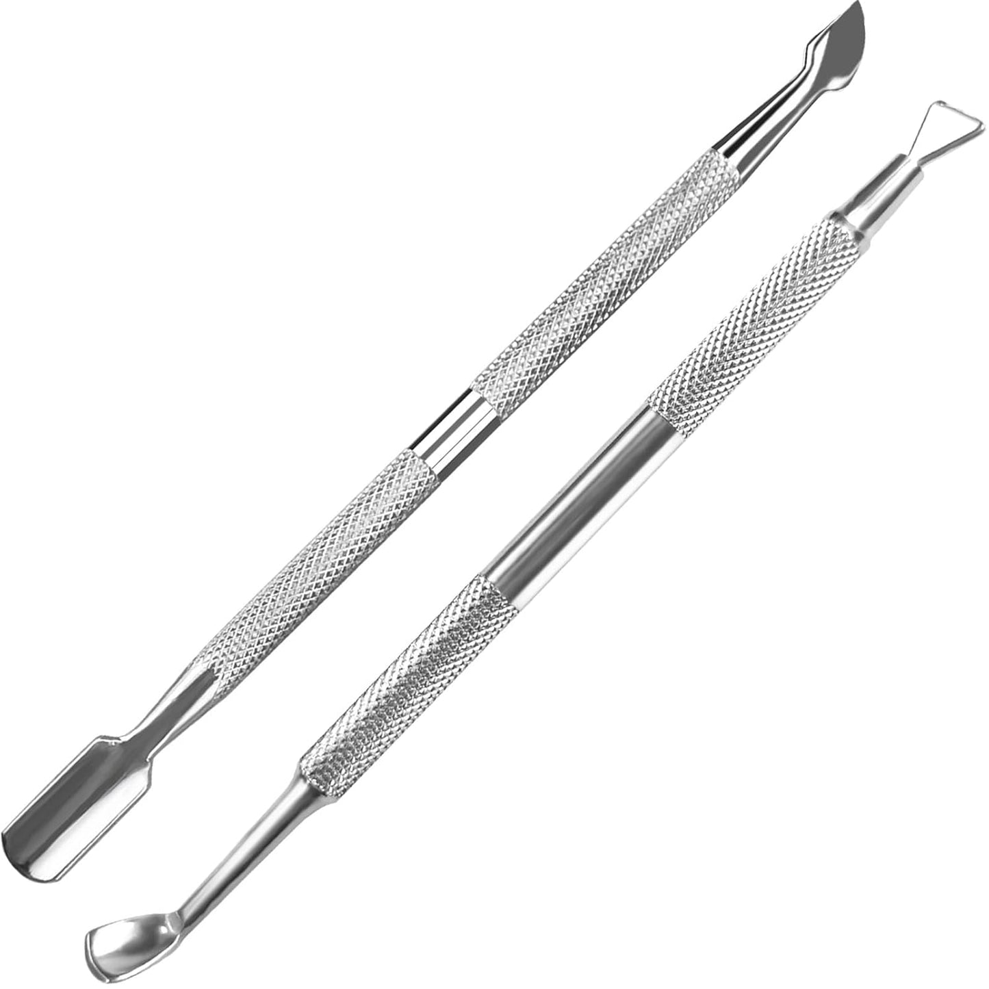Cuticle Pusher and Cutter, 2PCS Professional Cuticle Remover Tool, Premium Stainless Steel Durable Manicure Kit for Women, Fingernails and Toenails