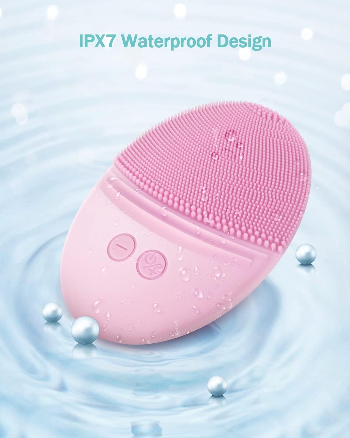 EZBASICS Facial Cleansing Brush Made with Ultra Hygienic Soft Silicone, Waterproof Sonic Vibrating Face Brush for Deep Cleansing, Gentle Massaging, Inductive Charging (Pink)1 Pack+5 Speed Settings