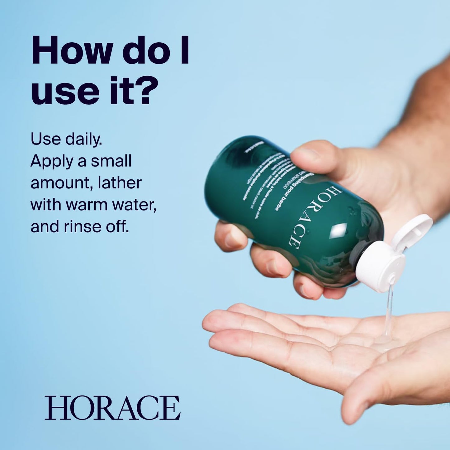 HORACE Beard Shampoo for Men - Sulphate-free Wash with Castor Oil - Gentle Beard Care for All Skin Types - Woody, Aromatic Scent, 250 ml