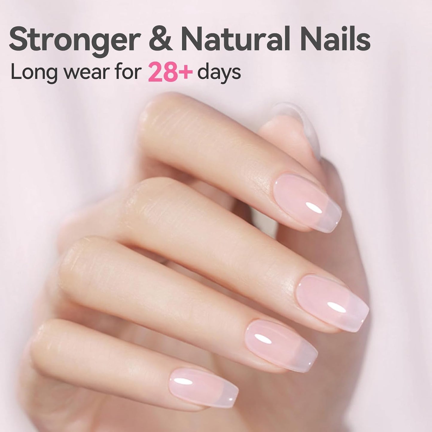 BORN PRETTY Builder Gel for Nails, 8-in-1 Extension Gel Strengthener Gel Hard Builder Nail Gel Base Top Gel, Sheer Pink Gel Builder Rhinestone Nail Glue Gel in A Bottle Nails 15ML