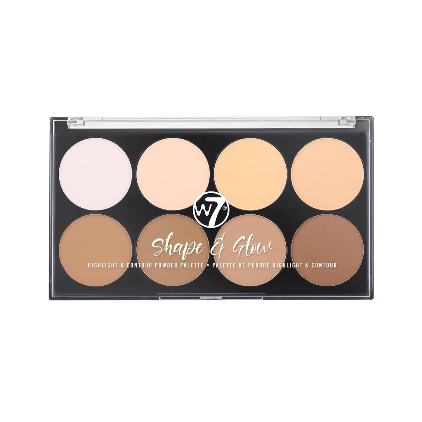 W7 Shape & Glow Highlight & Contour Powder Palette - Professional 8 Shade Face Makeup Palette