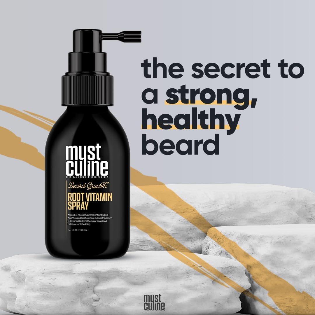 Masculine Beard Growth Vitamin Spray for Fuller, Stronger, Longer, and Bushier Beards (2 Pack)