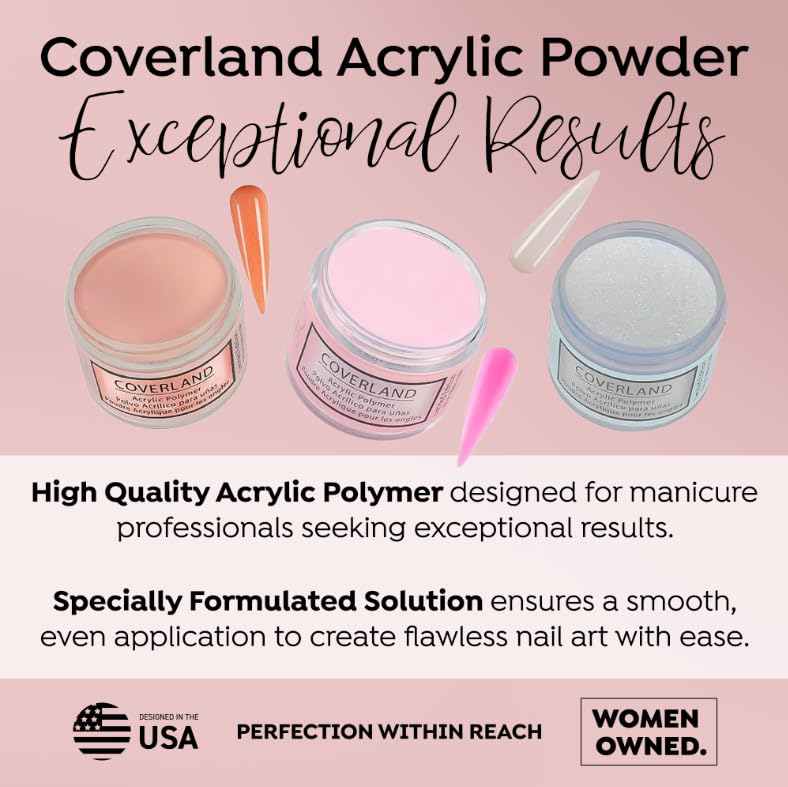 Tones Coverland Acrylic Powder | Frosted Diamonds | 1.5 Oz | Limited Edition for Nail Design | Sculpting | Masking Bed Imperfections | Professional Supplies