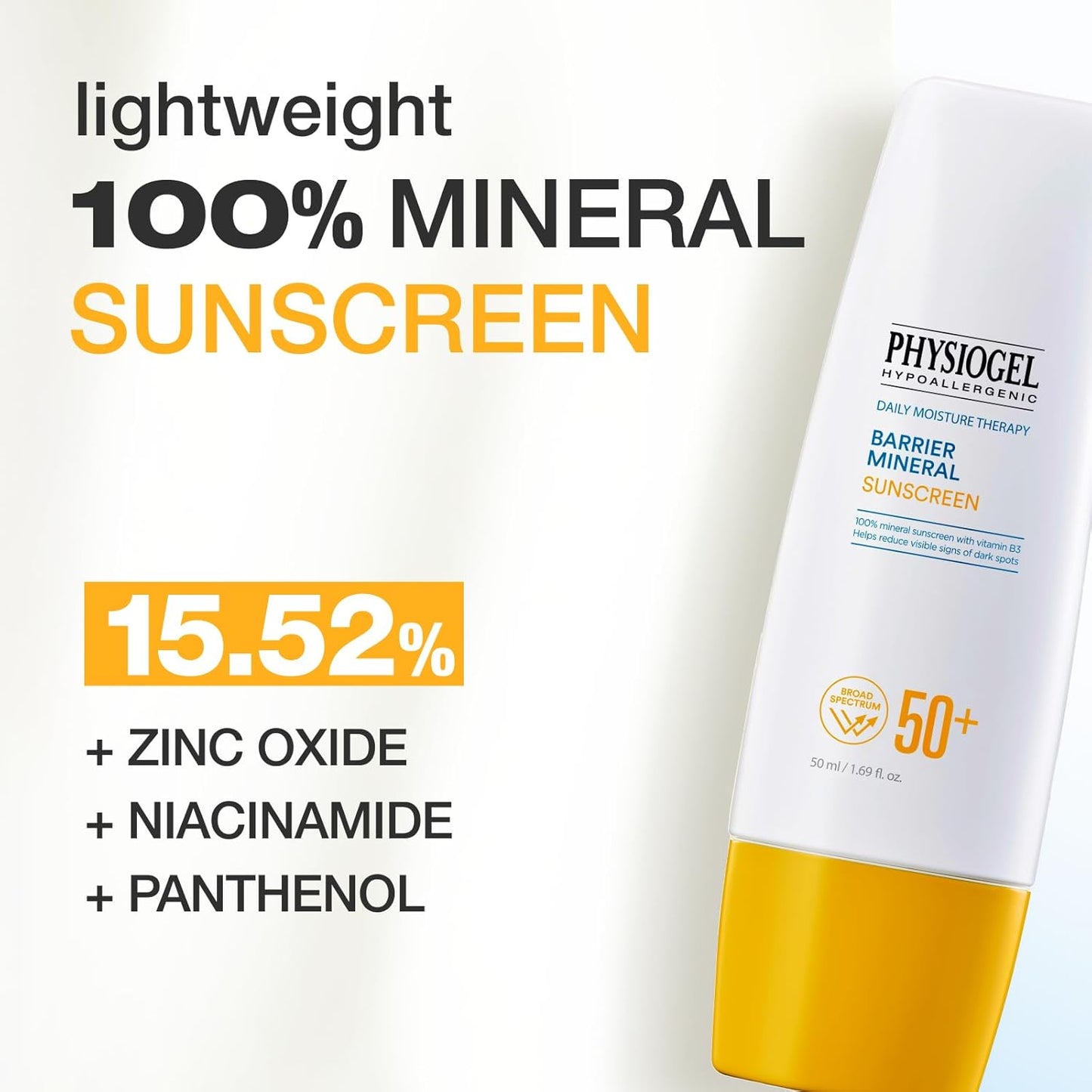 Physiogel Lightweight Moisture Korean Sunscreen, Broad Spectrum SPF 50+, Water Resistant & Safe for Sensitve Skin, Reef Friendly, Paraben-Free, Dermatologically Tested, Korean Skin Care.