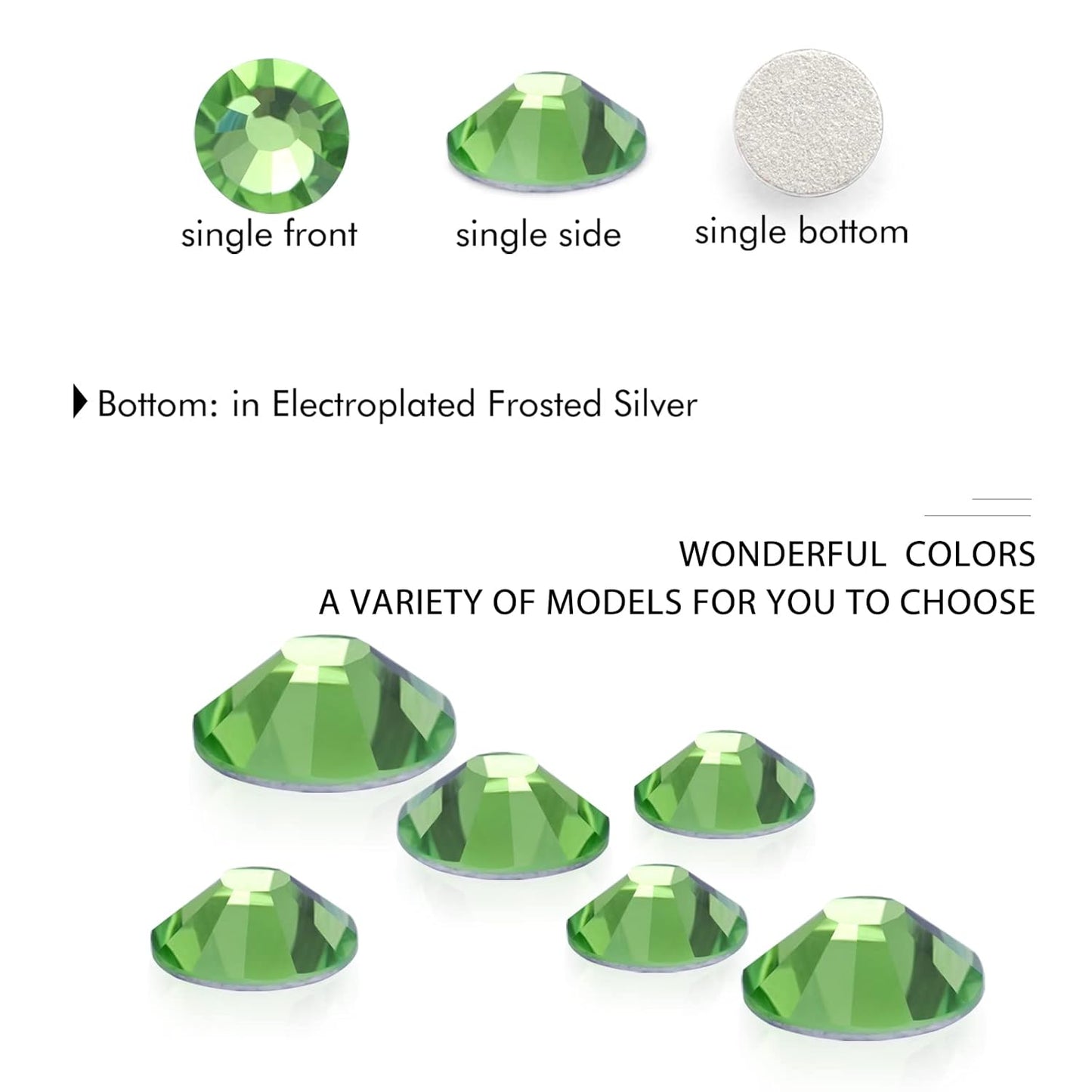 1440Pcs Light Green Crystal Rhinestones,Glass Flatback Rhinestones Gemstones Small for Nail Face Makeup Art Crafts Clothes Decoration - (SS6,2.0mm,Light Green)