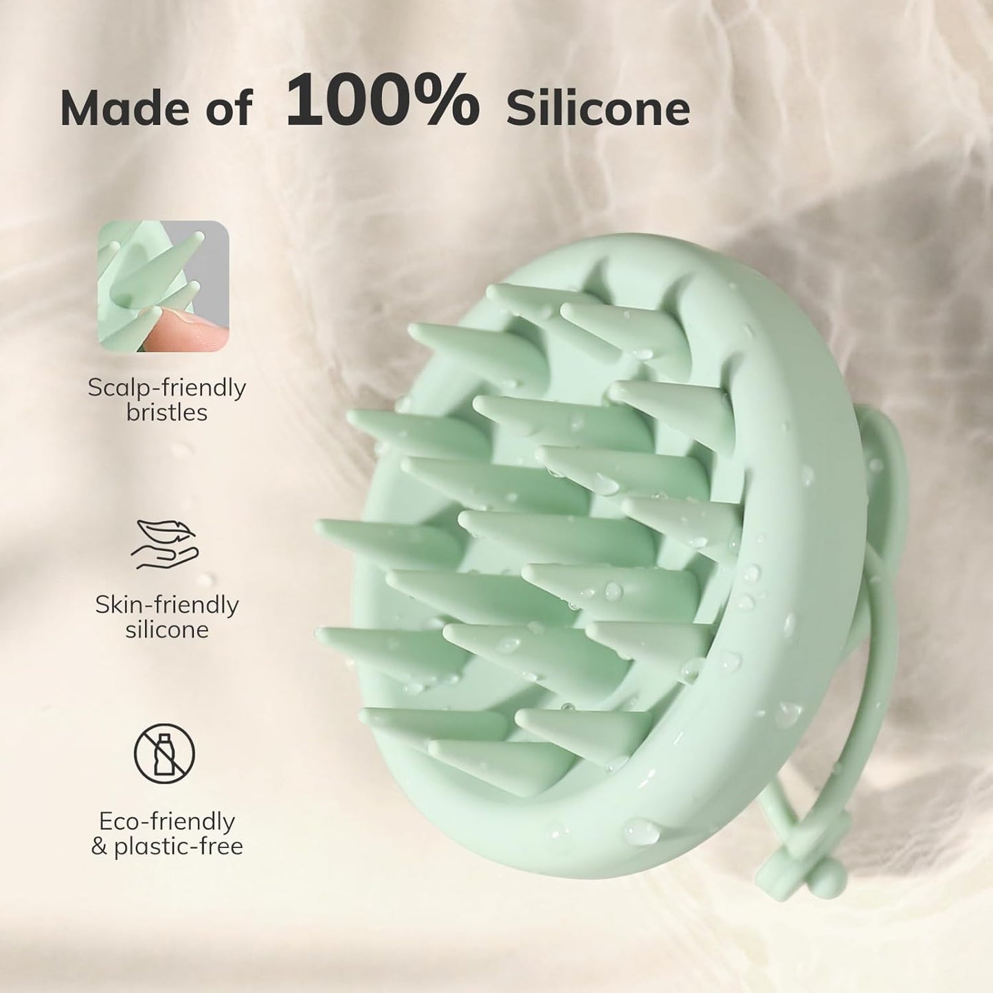 Sndyi Silicone Shampoo Brush with Soft Bristles - Scalp Massager, Exfoliator for Dandruff Removal, Wet/Dry Brush for Hair Growth, Scalp Care, and Hair Scrubbing