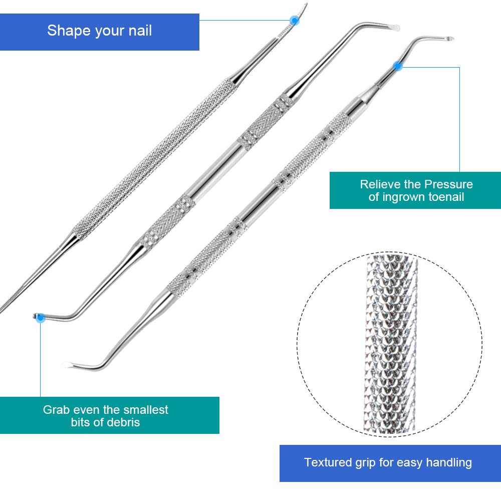 Teenitor Pedicure Tools for Feet, Toenail File and Lifters, Upgraded Professional Surgical Safe Ingrown Toenail Treatment Ingrown Toenail Removal Kit Ingrown Toenail Tool