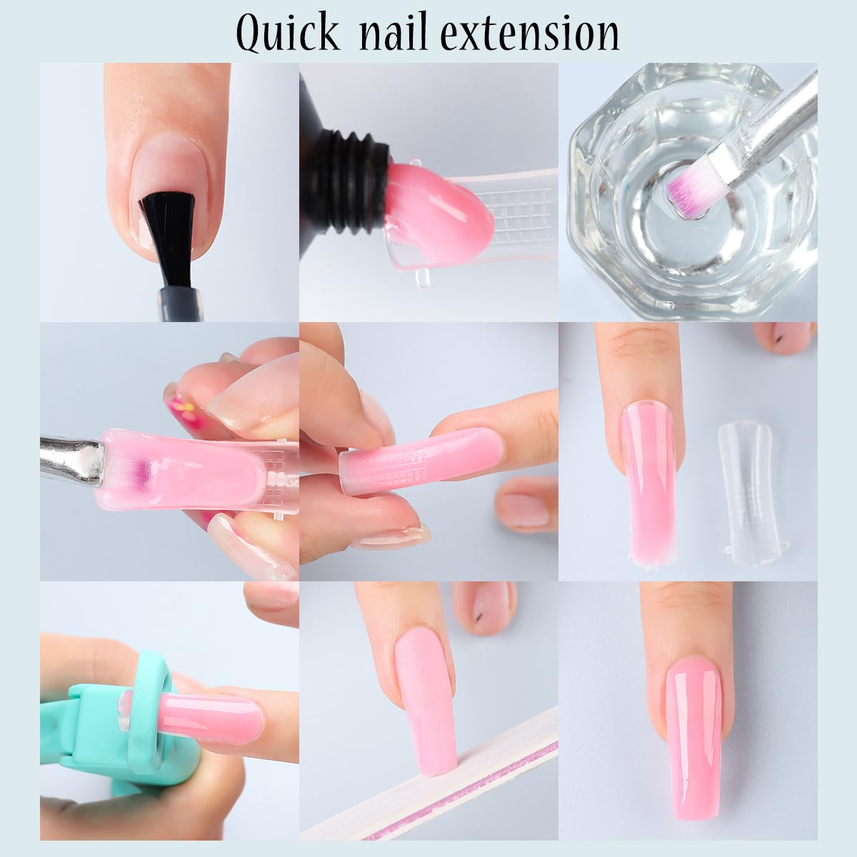 12 Colors Poly Gel Kit, Clear White Nude Pink Shiny Glitter Builder Gel Set, Quick Nail Extension, Professional Salon Supplies