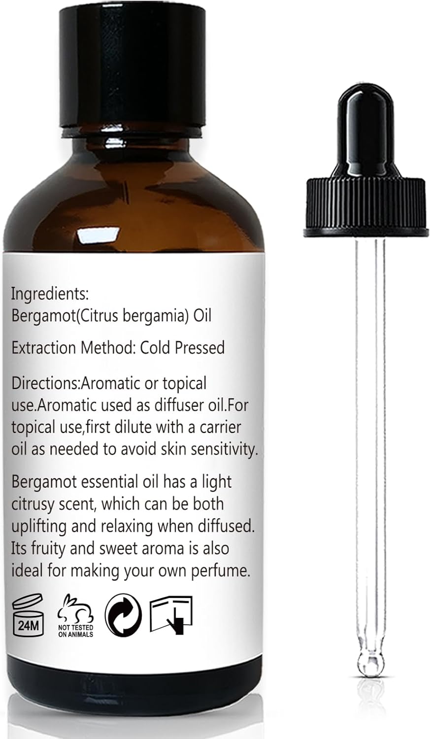 Bergamot Essential Oil 1 Oz - 100% Pure Bergamot Oil for Diffuser, Skin & Body - Natural Citrus Oil