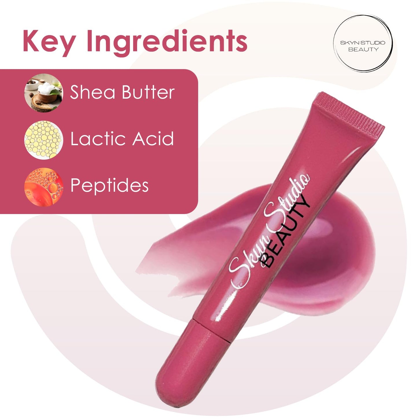 BEAUTY Pucker Up Shea Butta Glossy Lip Balm, Hydrating Lip Balm, Peptide Lip Treatment, Exfoliating Lip Balm, Lightweight, Moisturize and Tint Lip Care Products (0.4 Oz) (Rose')