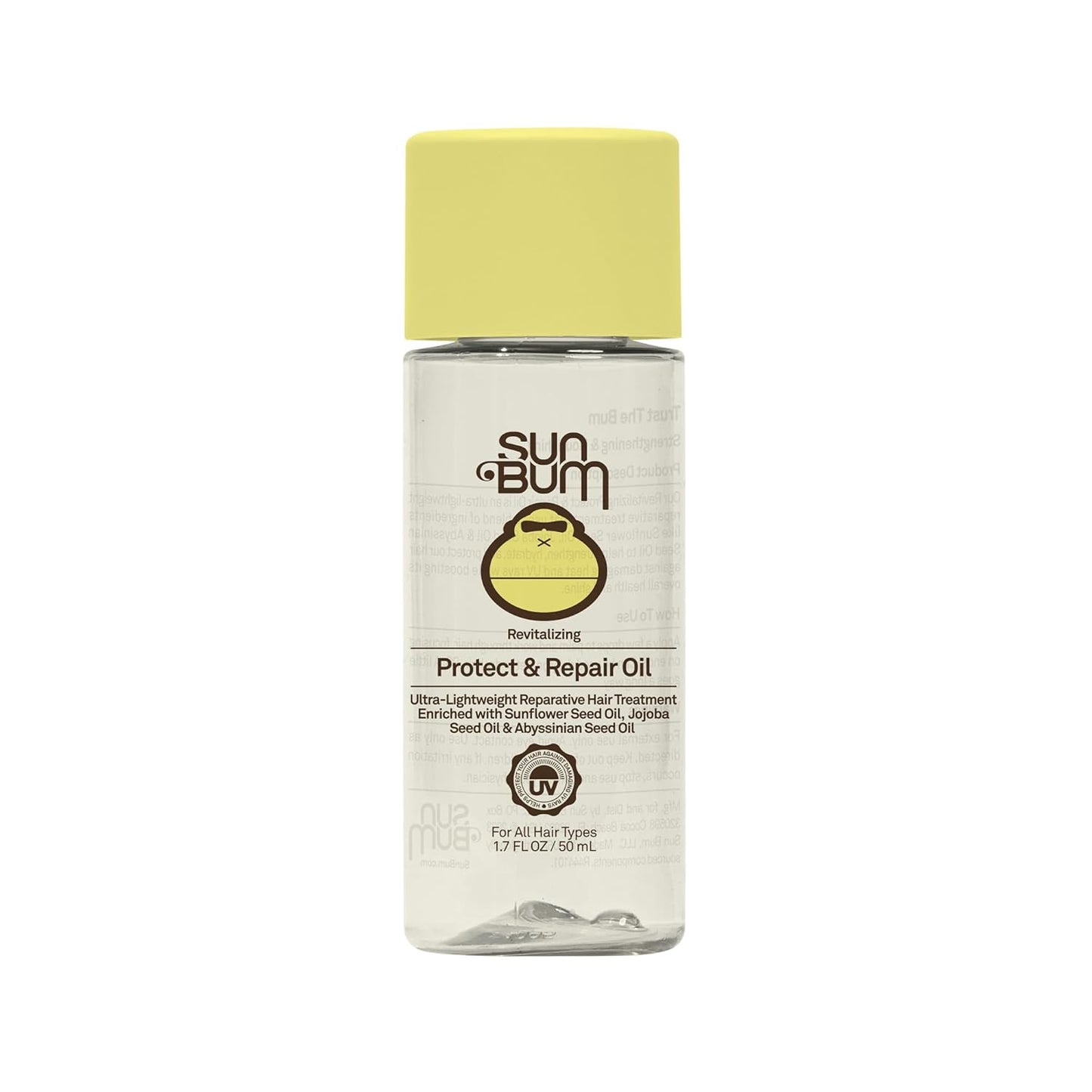 Sun Bum Revitalizing Protect and Repair Hair Oil - Light-weight Hair Care Treatment - Strengthen and Hydrates - UV Protection against Heat Damage and Sun Rays - Enriched with Jojoba Oil - 1.7 oz
