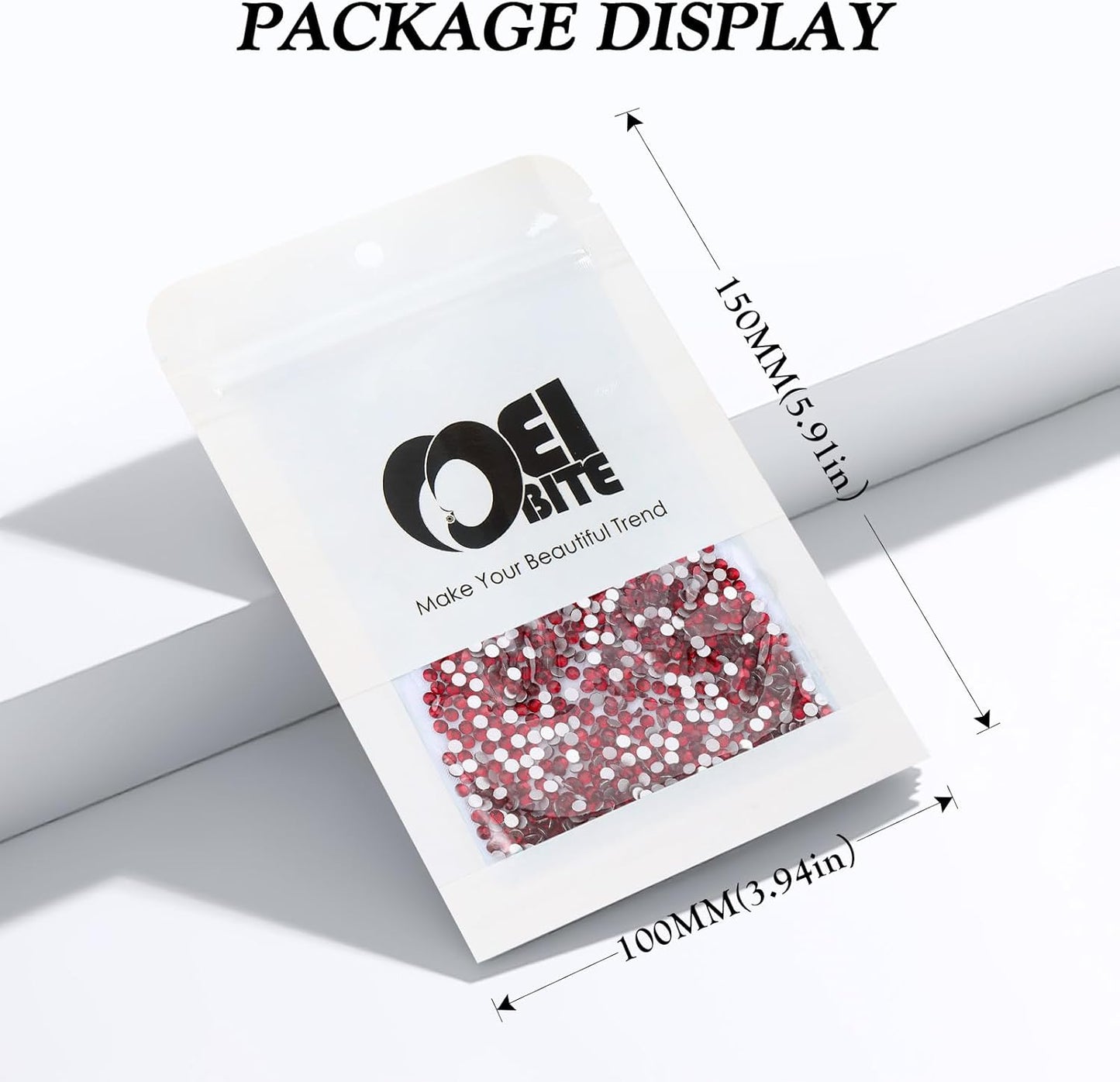 Siam Flatback Rhinestones, Glass Rhinestones for Nail Art and Craft, Glue Fix, Loose Crystal Gemstones(Siam, SS8, 2880pcs, 2.3-2.5mm)