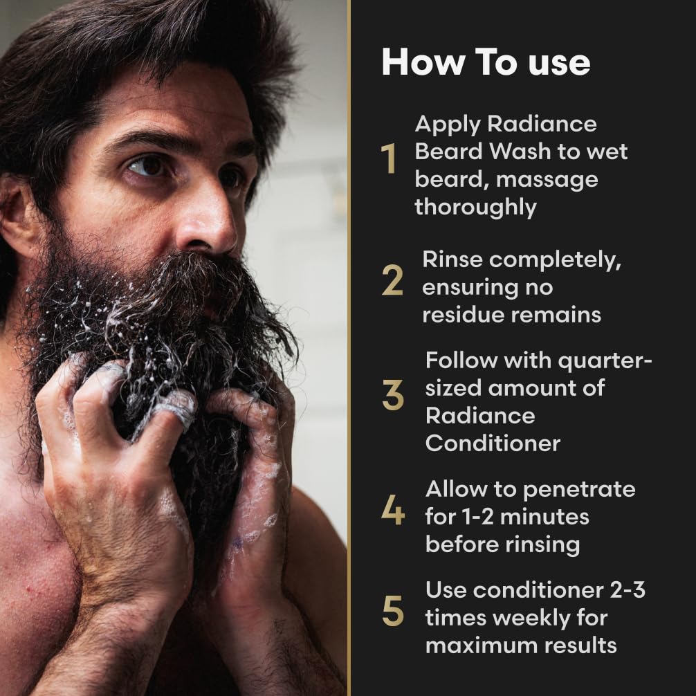 The Beard Struggle - Radiance Beard Wash & Conditioner Bundle - Gold Collection - Pack of 2, Asgardian Secret - Nourish, Cleanse, Softens, & Strengthens Beard - Beard Wash and Conditioner for Men