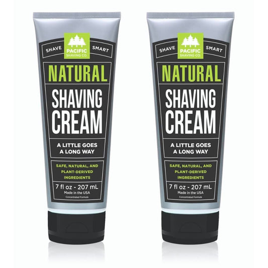 Pacific Shaving Company Natural Shaving Cream - Shea Butter + Vitamin E Shave Cream for Hydrated Sensitive Skin - Clean Formula for a Smooth, Anti-Redness + Irritation-Free Shave Cream (7 Oz, 2 Pack)