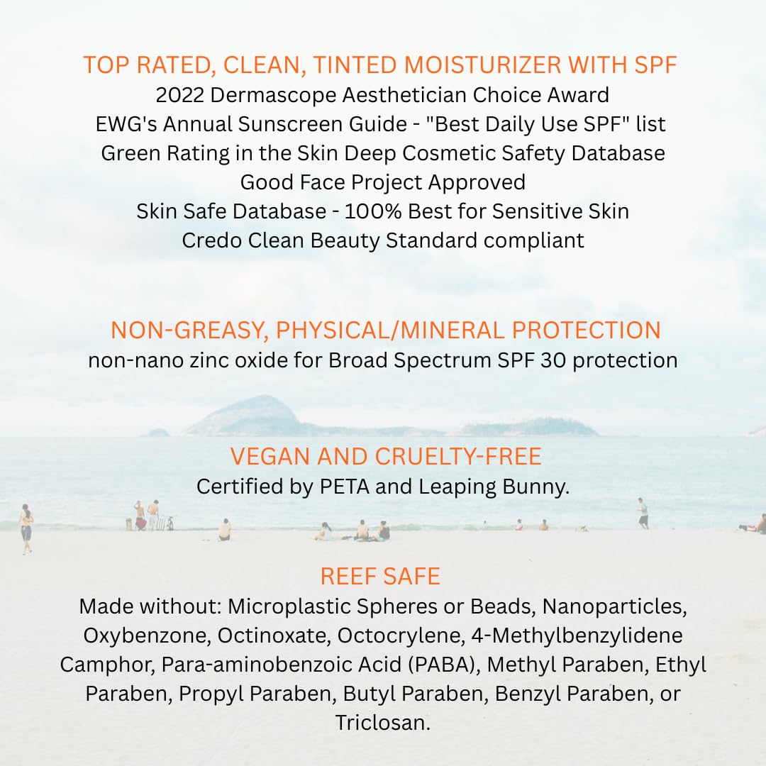 Suntegrity Tinted 5 in 1 Mineral Sunscreen for Face (SPF 30-2 oz) - Medium | BB Cream Moisturizer with Physical UVA/UVB Broad Spectrum Protection | Safe for Sensitive Skin