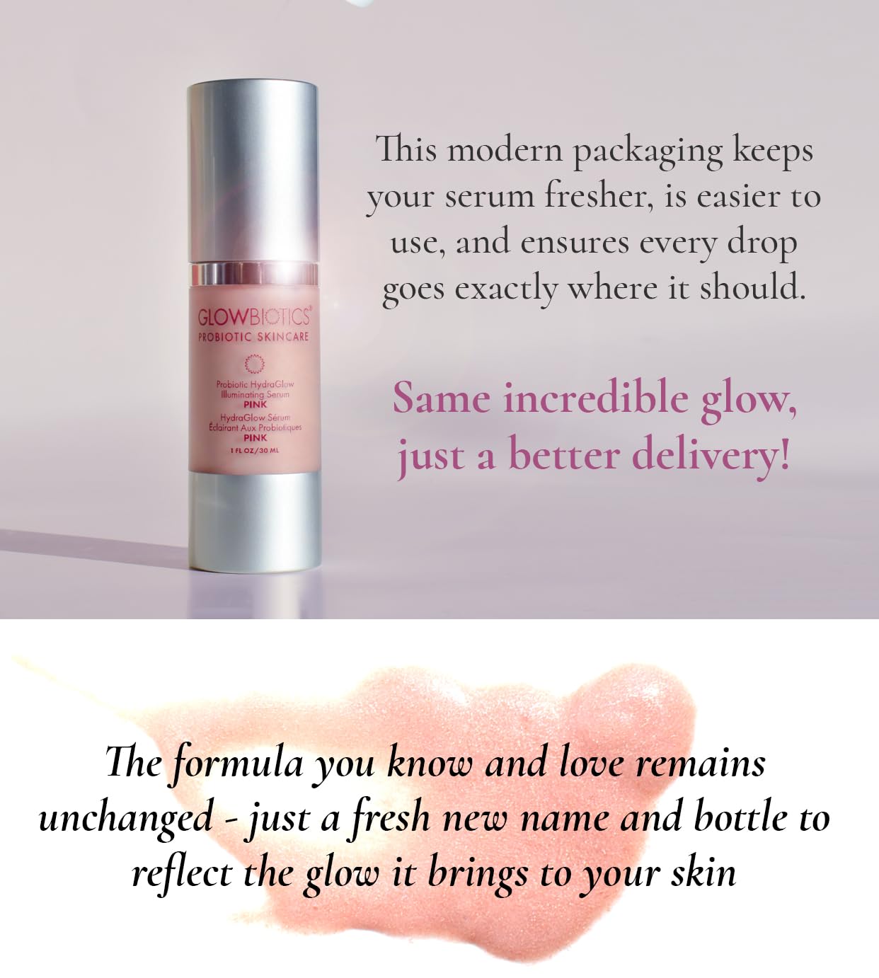 Glowbiotics Probiotic HydraGlow Illuminating Serum Pink: Hydrating Dew Drops for Radiant Skin, Illuminating Glow Enhancer with Hyaluronic Acid and Probiotics, 1 Fl Oz