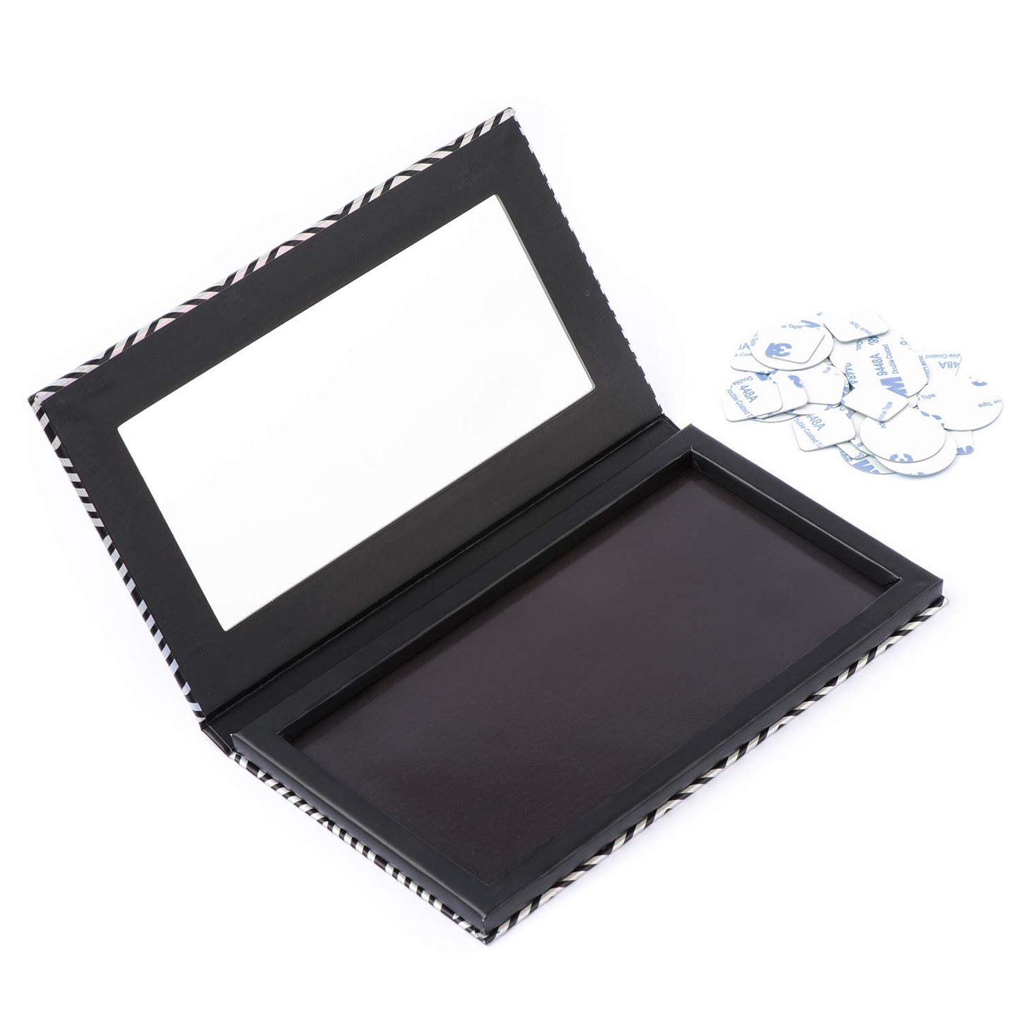 Magnetic Palette Black Empty Makeup Palette with Mirror and 20Pcs Adhesive Empty Palette Metal Stickers for Eyeshadow Lipstick Blush Powder